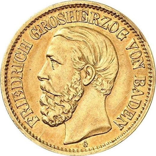 Аверс монеты - 10 марок 1898 года G "Баден" - цена золотой монеты - Германия, Германская Империя