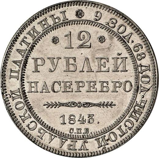 Reverso 12 rublos 1843 СПБ - valor de la moneda de platino - Rusia, Nicolás I