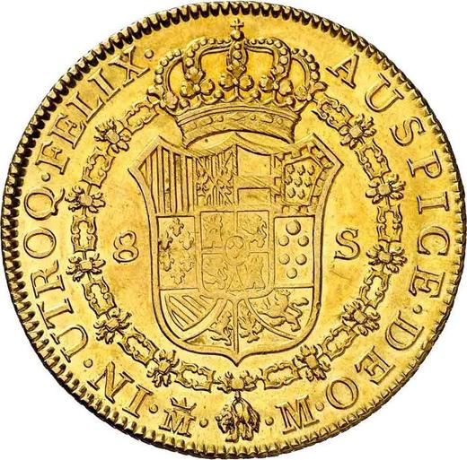 Реверс монеты - 8 эскудо 1788 года M M - цена золотой монеты - Испания, Карл III