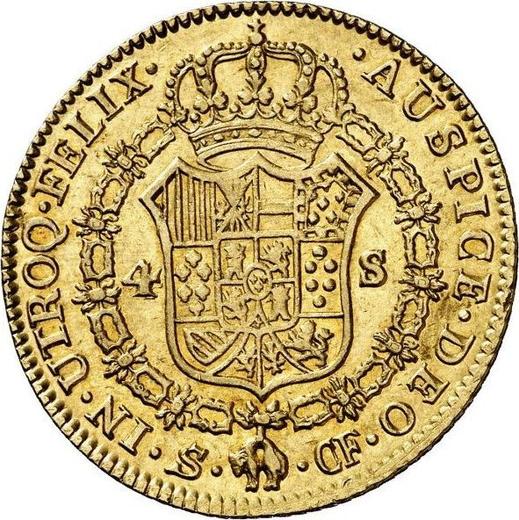 Реверс монеты - 4 эскудо 1781 года S CF - цена золотой монеты - Испания, Карл III
