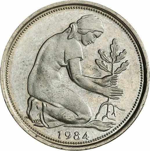 Реверс монеты - 50 пфеннигов 1984 года F - цена  монеты - Германия, ФРГ