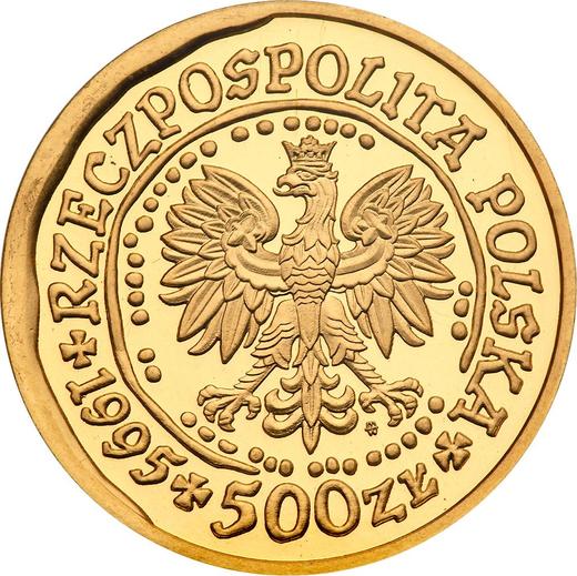 Anverso 500 eslotis 1995 MW NR "Pigargo europeo" - valor de la moneda de oro - Polonia, República moderna