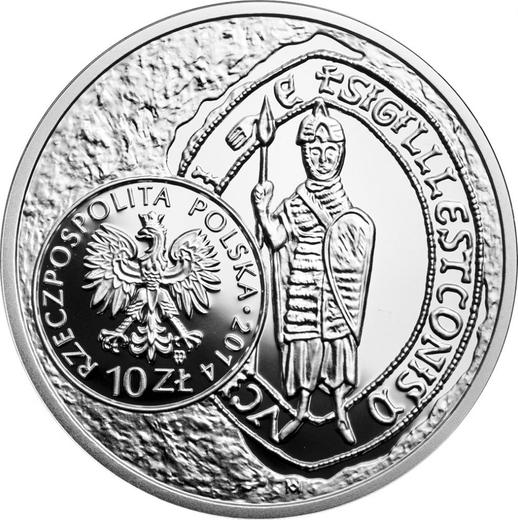 Аверс монеты - 10 злотых 2014 года MW "Брактеат Лешека Белого" - цена серебряной монеты - Польша, III Республика после деноминации