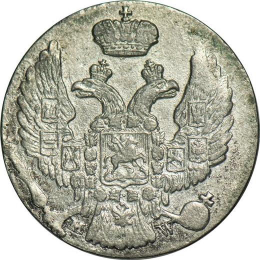 Аверс монеты - 10 грошей 1837 года MW - цена серебряной монеты - Польша, Российское правление