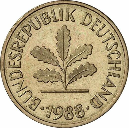 Реверс монеты - 5 пфеннигов 1988 года J - цена  монеты - Германия, ФРГ