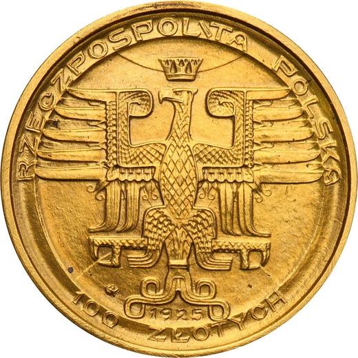 Аверс монеты - Пробные 100 злотых 1925 года "Диаметр 20 мм" Золото - цена золотой монеты - Польша, II Республика