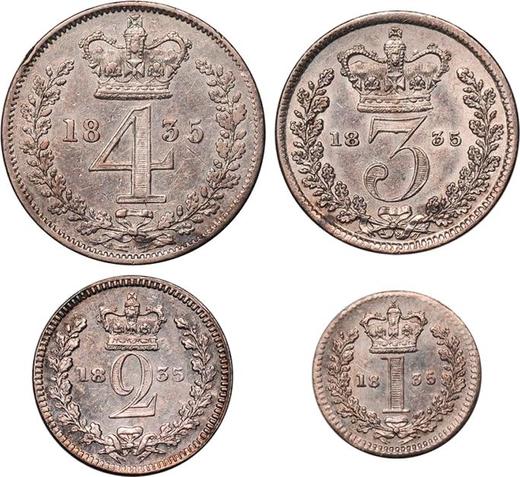Reverso Maundy / juego 1835 "Maundy" - valor de la moneda de plata - Gran Bretaña, Guillermo IV
