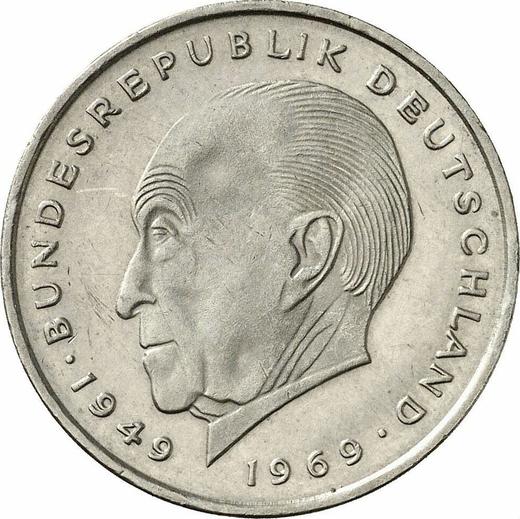 Anverso 2 marcos 1976 F "Konrad Adenauer" - valor de la moneda  - Alemania, RFA