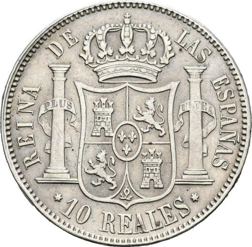 Revers 10 Reales 1862 Sechs spitze Sterne - Silbermünze Wert - Spanien, Isabella II