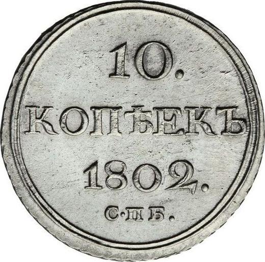 Reverso 10 kopeks 1802 СПБ АИ - valor de la moneda de plata - Rusia, Alejandro I