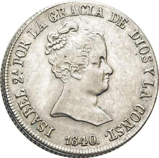 Аверс монеты - 4 реала 1840 года S RD - цена серебряной монеты - Испания, Изабелла II