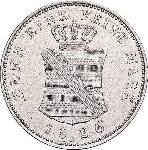 Реверс монеты - Талер 1826 года S - цена серебряной монеты - Саксония-Альбертина, Фридрих Август I