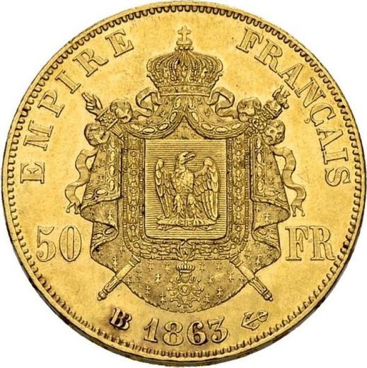 Reverse 50 Francs 1863 BB "Type 1862-1868" Strasbourg - France, Napoleon III