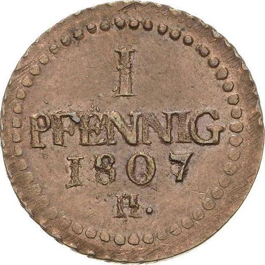Reverso 1 Pfennig 1807 H - valor de la moneda  - Sajonia, Federico Augusto I