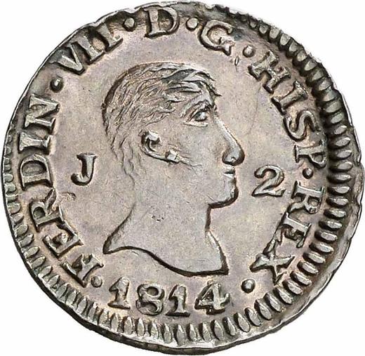 Аверс монеты - 2 мараведи 1814 года J - цена  монеты - Испания, Фердинанд VII