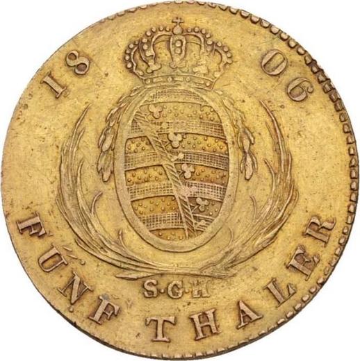 Rewers monety - 5 talarów 1806 S.G.H. - cena złotej monety - Saksonia, Fryderyk August I