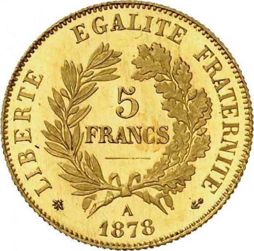 Revers 5 Franken 1878 A "Typ 1878-1889" Paris - Frankreich, Dritte Republik