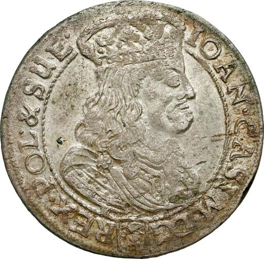Аверс монеты - Шестак (6 грошей) 1668 года TLB "Портрет с обводкой" - цена серебряной монеты - Польша, Ян II Казимир