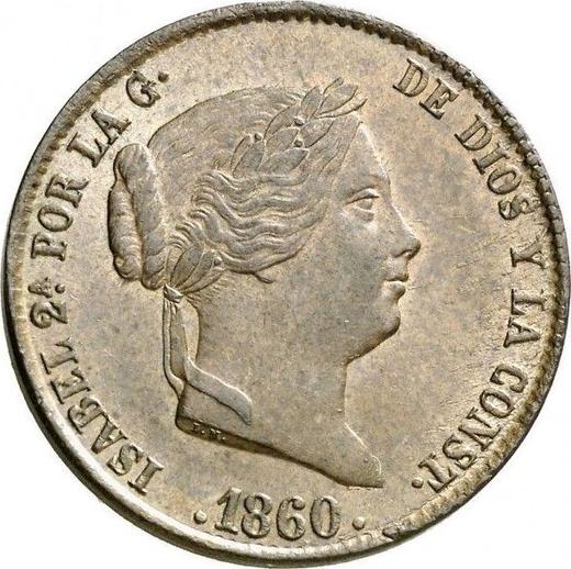 Awers monety - 25 centimos de real 1860 - cena  monety - Hiszpania, Izabela II
