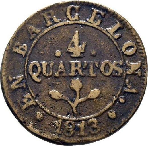 Реверс монеты - 4 куарто 1813 года "Литьё" - цена  монеты - Испания, Жозеф Бонапарт