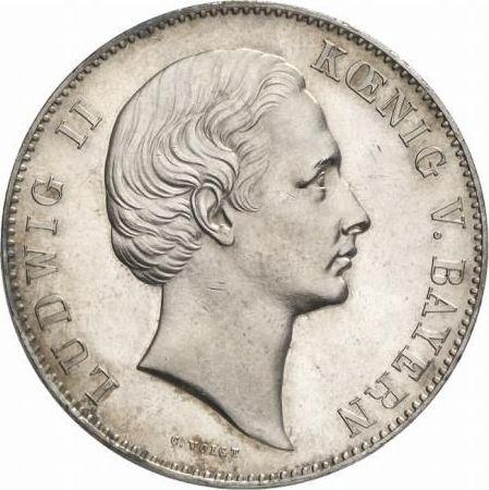 Anverso 2 táleros 1865 - valor de la moneda de plata - Baviera, Luis II de Baviera