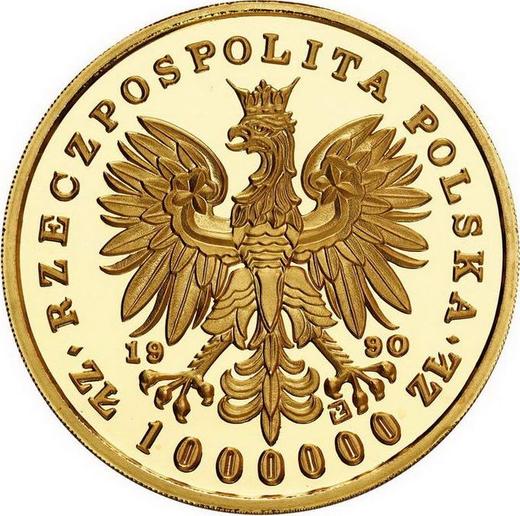 Аверс монеты - 1000000 злотых 1990 года "Юзеф Пилсудский" - цена золотой монеты - Польша, III Республика до деноминации