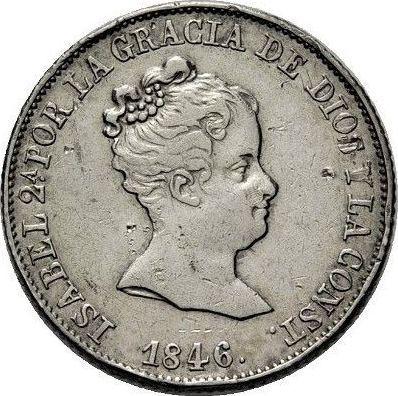 Avers 4 Reales 1846 B PS - Silbermünze Wert - Spanien, Isabella II