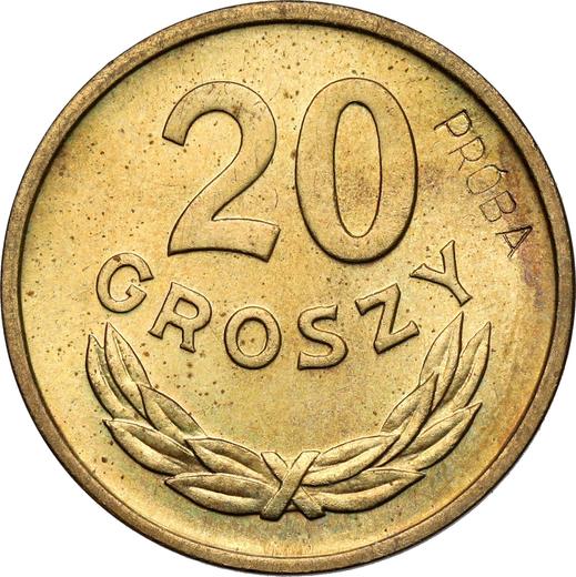 Реверс монеты - Пробные 20 грошей 1957 года Латунь - цена  монеты - Польша, Народная Республика