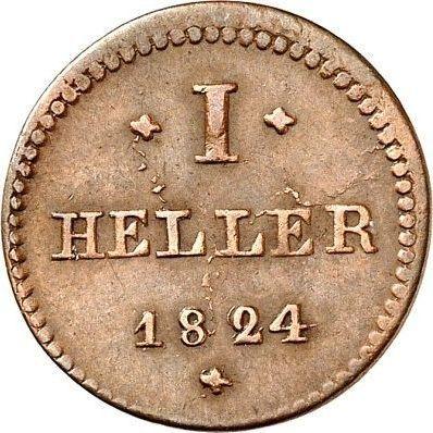 Реверс монеты - Геллер 1824 года - цена  монеты - Гессен-Дармштадт, Людвиг I