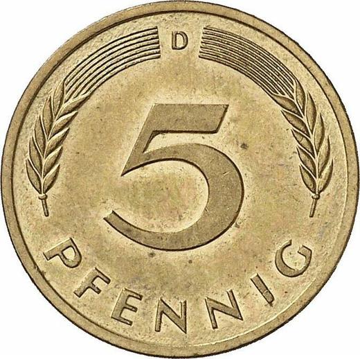 Anverso 5 Pfennige 1986 D - valor de la moneda  - Alemania, RFA