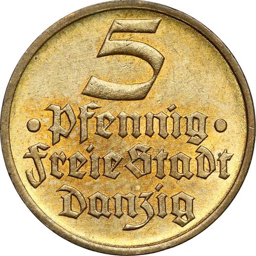 Rewers monety - 5 fenigów 1932 "Flądra" - cena  monety - Polska, Wolne Miasto Gdańsk