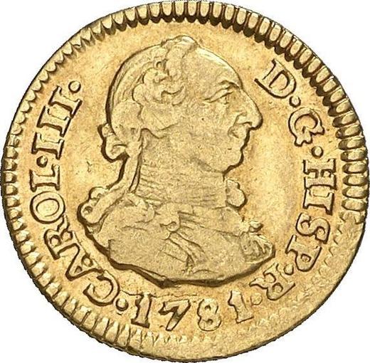 Awers monety - 1/2 escudo 1781 S CF - cena złotej monety - Hiszpania, Karol III