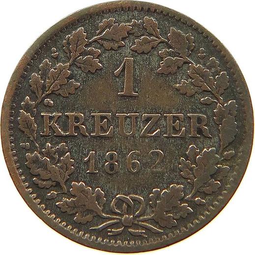 Rewers monety - 1 krajcar 1862 - cena srebrnej monety - Hesja-Darmstadt, Ludwik III