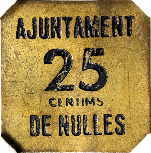 Anverso 25 Céntimos Sin fecha (1936-1939) "Nulles" - valor de la moneda  - España, II República