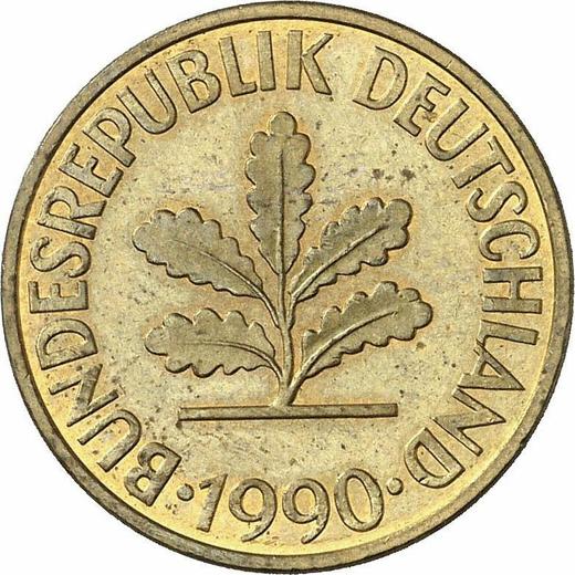 Реверс монеты - 10 пфеннигов 1990 года J - цена  монеты - Германия, ФРГ