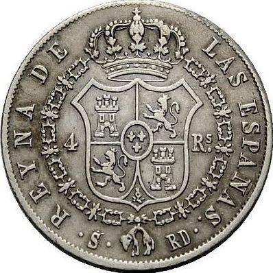 Reverso 4 reales 1843 S RD - valor de la moneda de plata - España, Isabel II