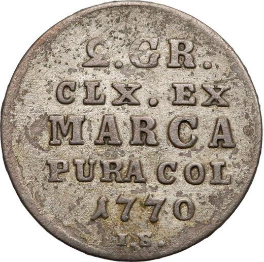 Reverso Półzłotek (2 groszy) 1770 IS - valor de la moneda de plata - Polonia, Estanislao II Poniatowski