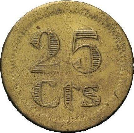 Reverso 25 Céntimos Sin fecha (1936-1939) "La Puebla de Cazalla" - valor de la moneda  - España, II República