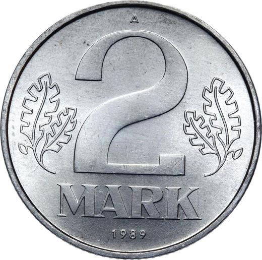 Anverso 2 marcos 1989 A - valor de la moneda  - Alemania, República Democrática Alemana (RDA)