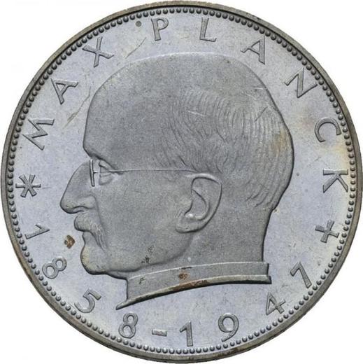 Anverso 2 marcos 1958 D "Max Planck" - valor de la moneda  - Alemania, RFA