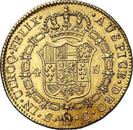 Реверс монеты - 4 эскудо 1786 года S C - цена золотой монеты - Испания, Карл III