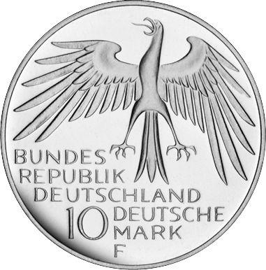 Reverso 10 marcos 1972 F "Juegos de la XX Olimpiada de Verano" - valor de la moneda de plata - Alemania, RFA