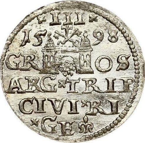 Реверс монеты - Трояк (3 гроша) 1598 года "Рига" - цена серебряной монеты - Польша, Сигизмунд III Ваза