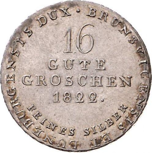 Reverso 16 Gutegroschen 1822 "Tipo 1822-1830" - valor de la moneda de plata - Hannover, Jorge IV