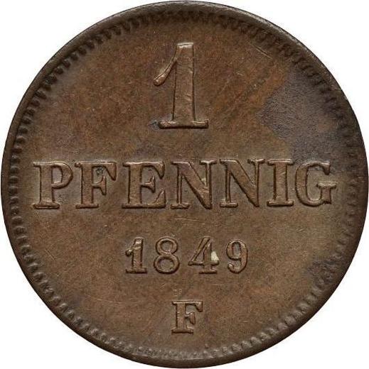 Реверс монеты - 1 пфенниг 1849 года F - цена  монеты - Саксония, Фридрих Август II