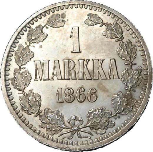Rewers monety - 1 marka 1866 S - cena srebrnej monety - Finlandia, Wielkie Księstwo