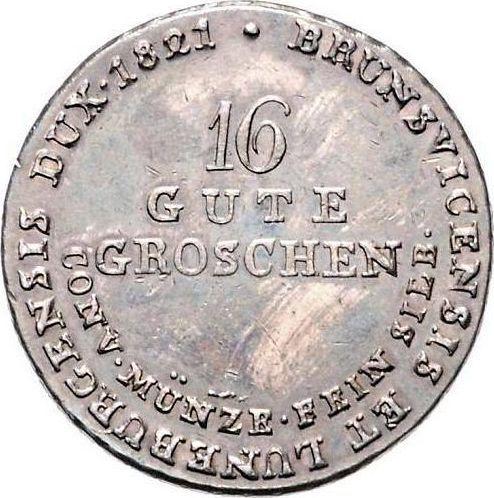 Rewers monety - 16 gute groschen 1821 - cena srebrnej monety - Hanower, Jerzy IV