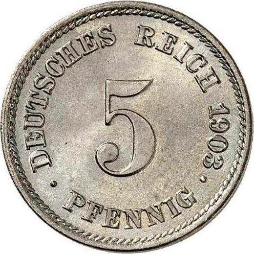 Аверс монеты - 5 пфеннигов 1903 года E "Тип 1890-1915" - цена  монеты - Германия, Германская Империя