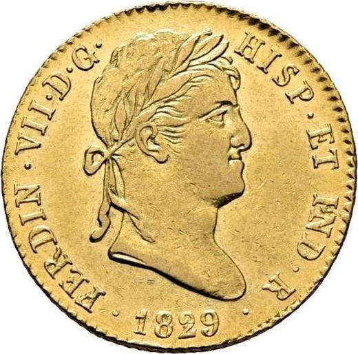 Аверс монеты - 2 эскудо 1829 года S JB - цена золотой монеты - Испания, Фердинанд VII