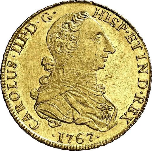 Obverse 8 Escudos 1767 LM JM - Gold Coin Value - Peru, Charles III